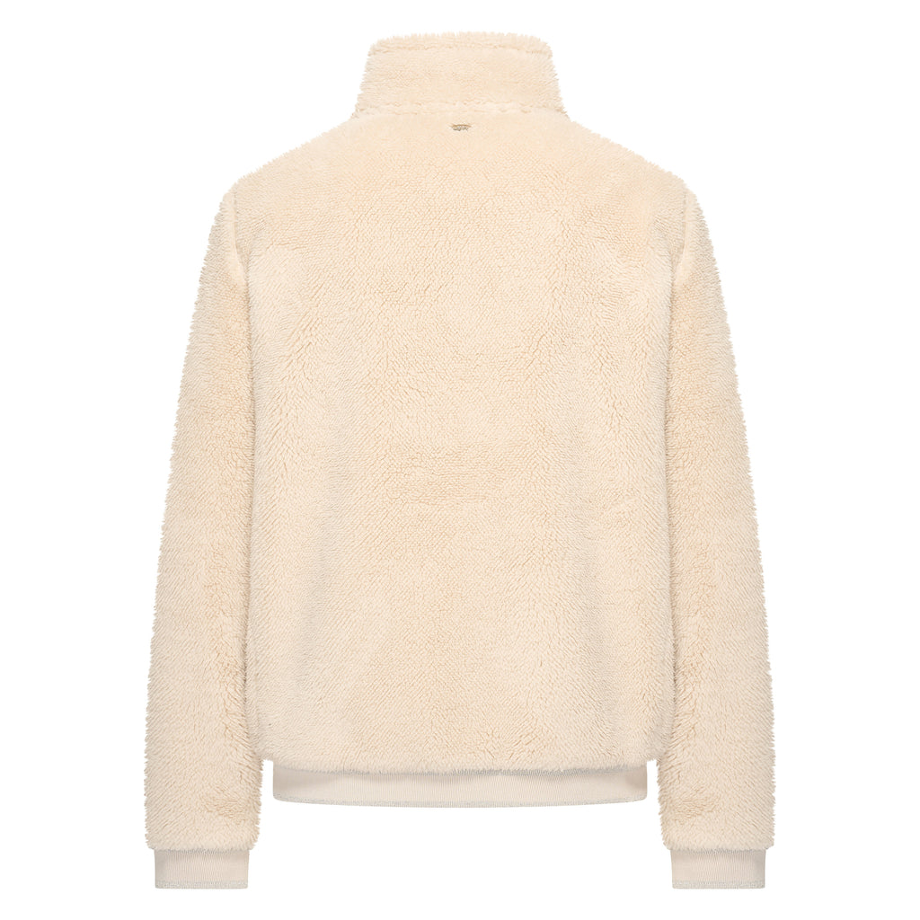 HV Society vest ecru met teddystof en opstaande kraag voor dames