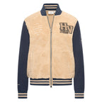 HV Society vest camel in teddystof met donkerblauwe mouwen voor dames