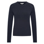 HV Society trui donkerblauw met ribstructuur en raglanmouwen voor dames