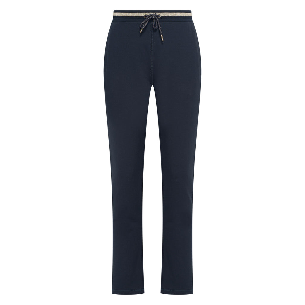 HV Society broek donkerblauw met trekkoord en gestreepte elastische taille voor dames