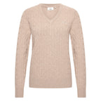 HV Society trui beige met kabelmotief en V-hals voor dames