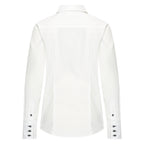 HV Society blouse wit met donkerblauwe contrastdetails en logo voor dames