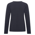 HV Society top donkerblauw met lange mouwen en goudkleurige logoprint voor dames