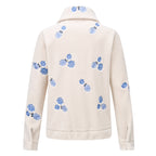 HV Society vest ecru met blauwe bloemenborduursels voor dames