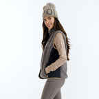 HV Society bodywarmer grijs met teddy en zwarte zijpanelen voor dames