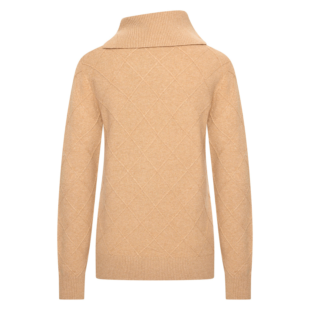 HV Society trui camel met col en ruitstructuur voor dames