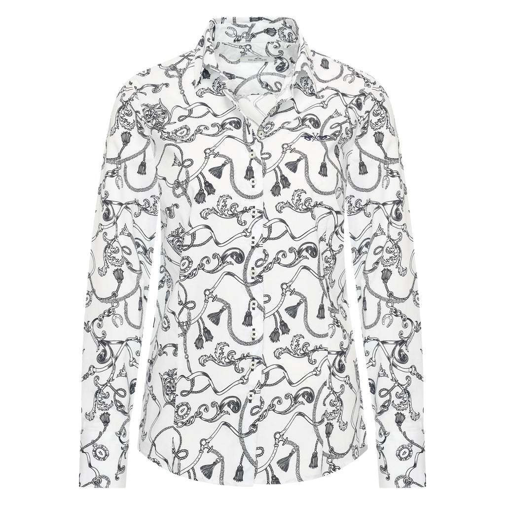 HV Society blouse wit met kettingprint en hemdkraag voor dames