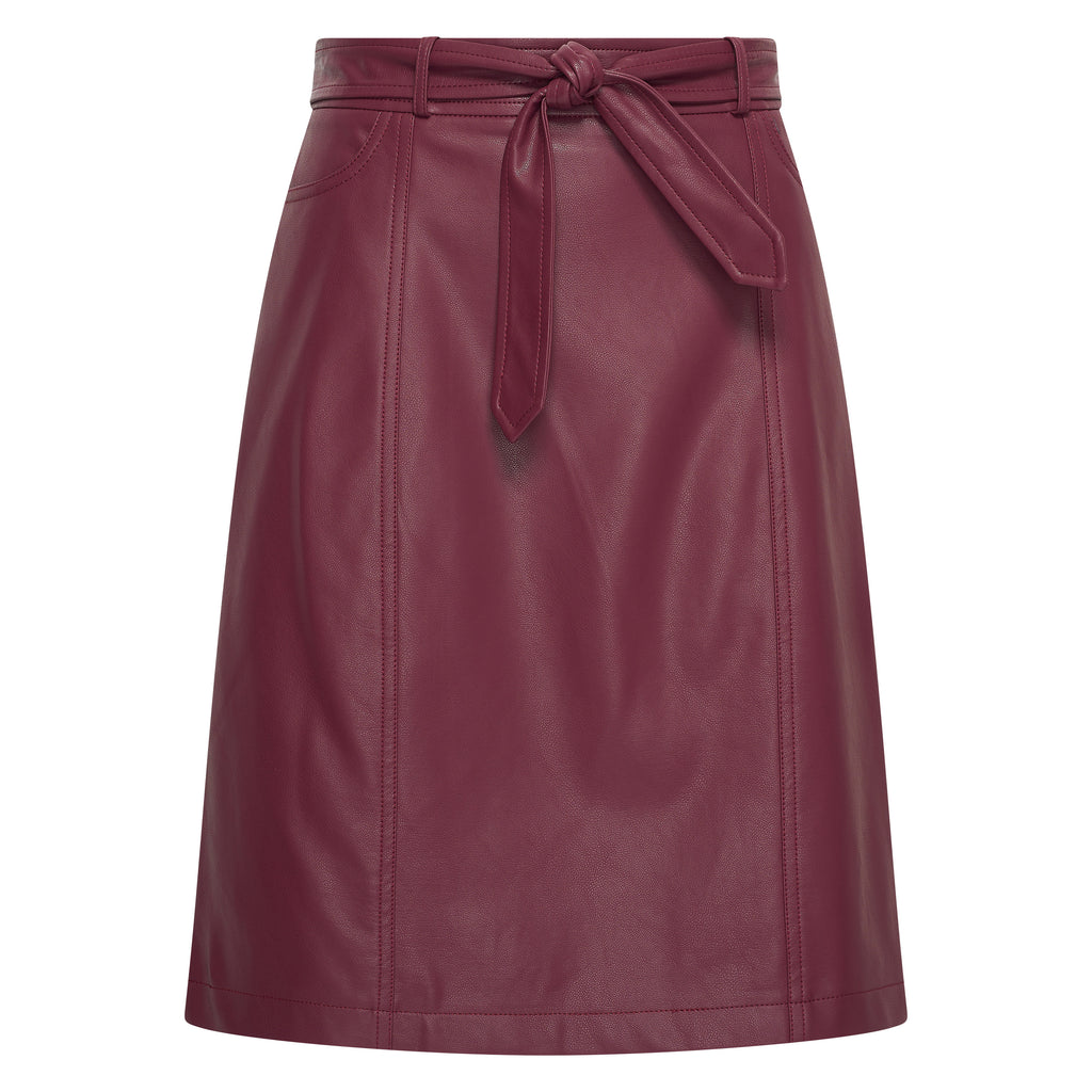 HV Society rok bordeaux in imitatieleer met strikceintuur voor dames