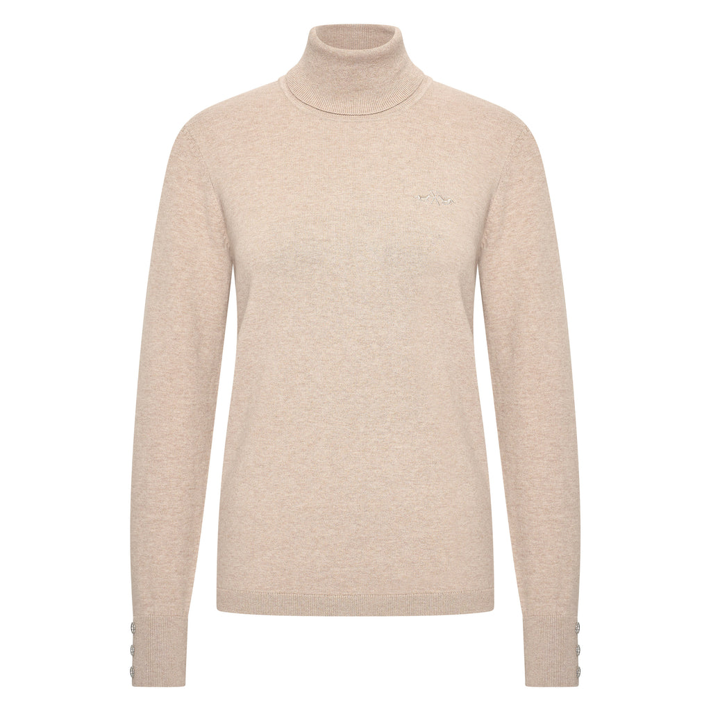 HV Society trui beige met col en knoopjes aan de mouwen voor dames
