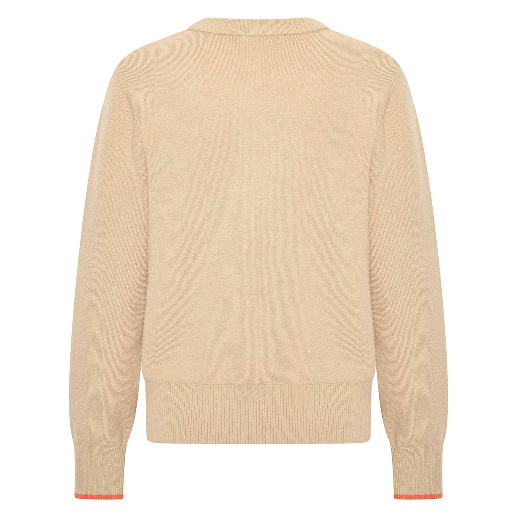 HV Society trui camel met argylemotief in oranje en wit voor dames