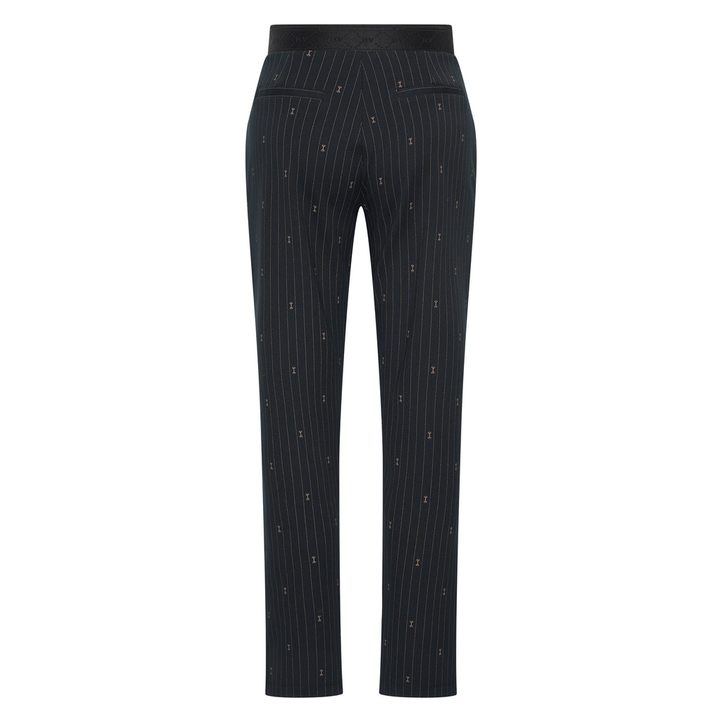 HV Society broek zwart met krijtstreep en trekkoord in de taille voor dames