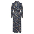 HV Society jurk donkerblauw met kettingprint en strikceintuur voor dames