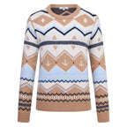 HV Society trui camel met ingebreid jacquardmotief voor dames