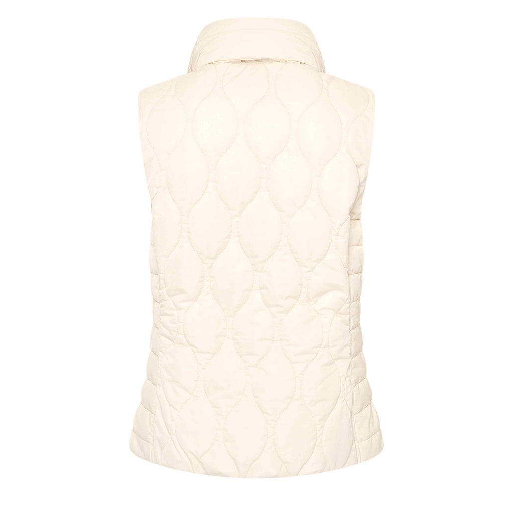 HV Society bodywarmer ecru met golvende doorstikking en teddykraag voor dames