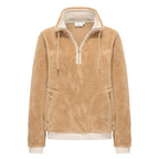 HV Society trui camel in teddystof met halve rits voor dames