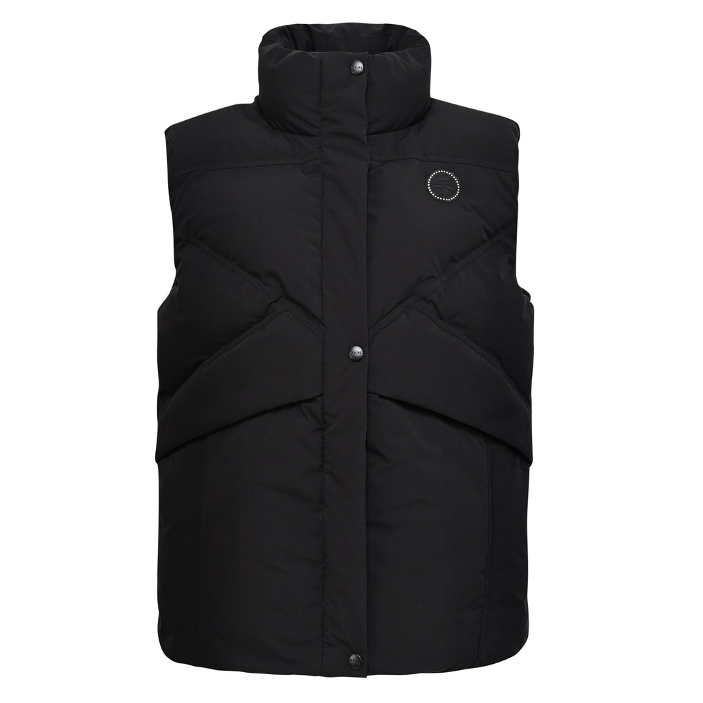 HV Society bodywarmer zwart met opstaande kraag en stiksels in V-vorm voor dames