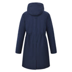 HV Society jas donkerblauw lang met capuchon en klepzakken voor dames