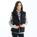 HV Society bodywarmer zwart met opstaande kraag en stiksels in V-vorm voor dames