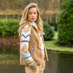HV Society bodywarmer camel in teddystof met opstaande kraag voor dames