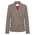 HV Society blazer bruin met pied-de-poule en dubbele knopenrij voor dames