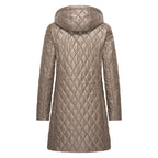 HV Society jas taupe met ruitstiksel en capuchon voor dames