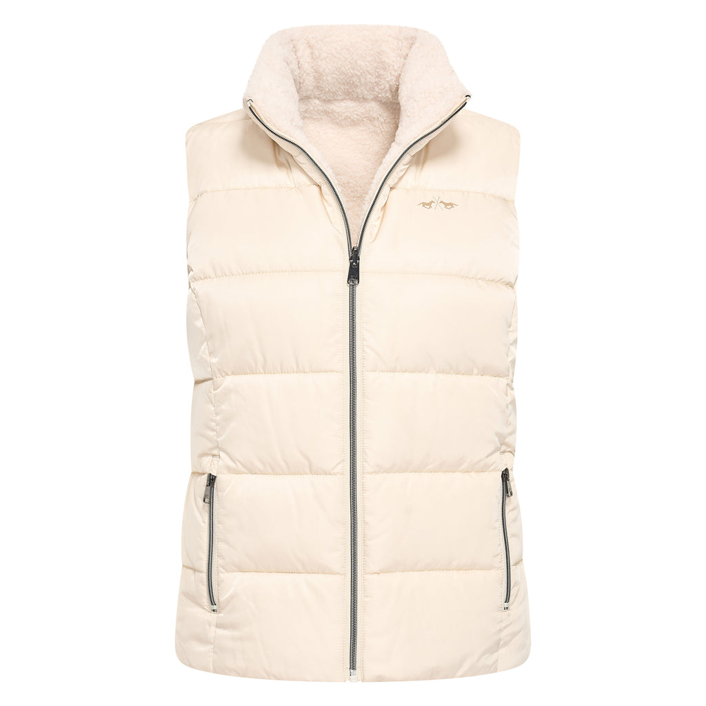 HV Society bodywarmer ecru omkeerbaar met gewatteerde en teddyzijde voor dames