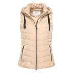 HV Society bodywarmer champagne met capuchon en zwarte contrastlinten voor dames