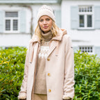 HV Society trui beige met col en jacquardpas in ecru voor dames