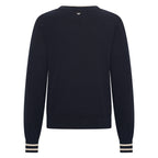 HV Society trui donkerblauw met ecru ruitmotief en ronde hals voor dames