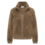 HV Society vest taupe in teddy met rits en opstaande kraag voor dames