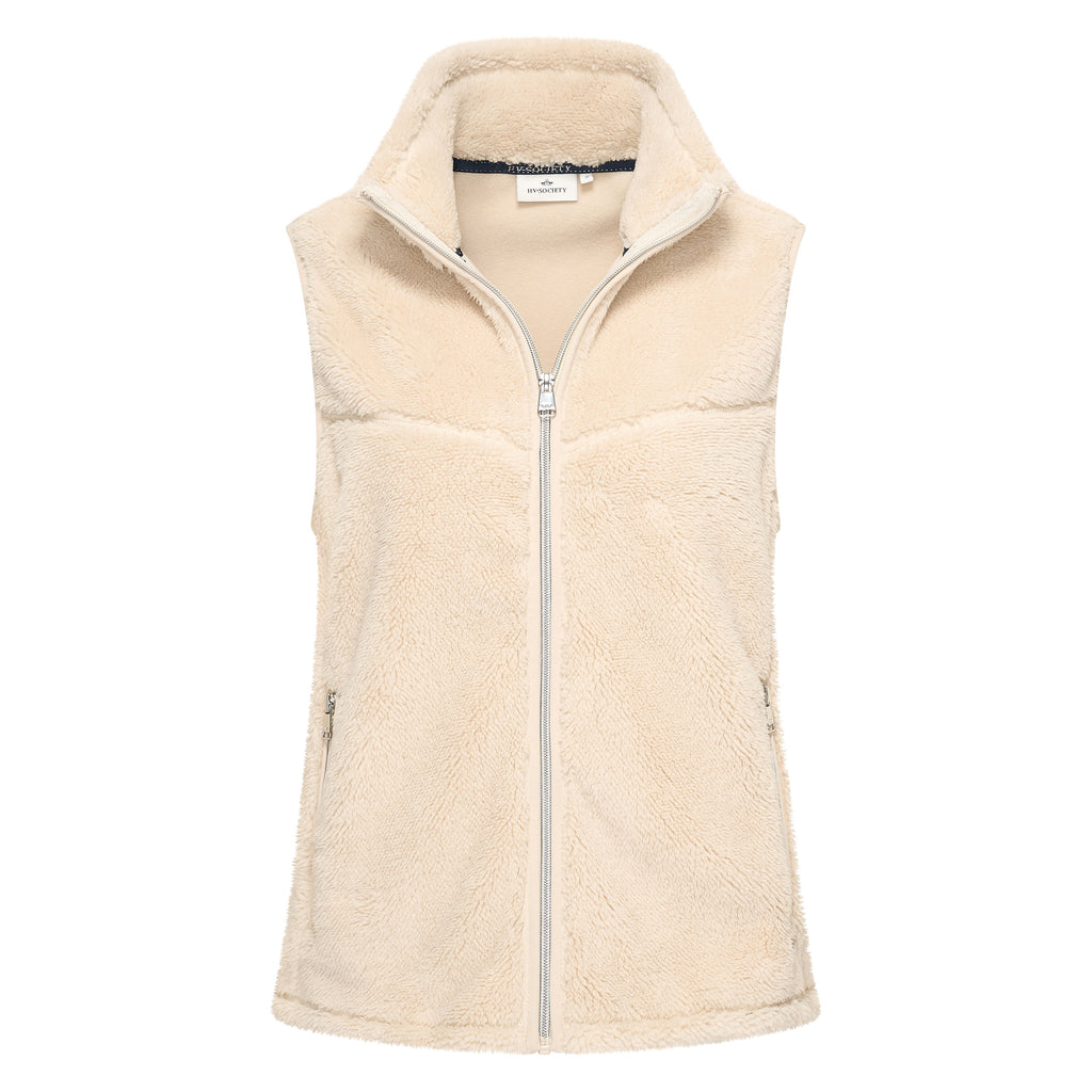 HV Society bodywarmer ecru met teddystof en opstaande kraag voor dames
