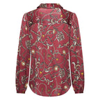 HV Society blouse bordeaux met kettingprint en ballonmouwen voor dames