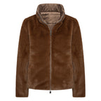 HV Society jas beige omkeerbaar gewatteerd en met bruine imitatiebont voor dames
