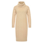 HV Society jurk camel gebreid met col en ruitstructuur voor dames