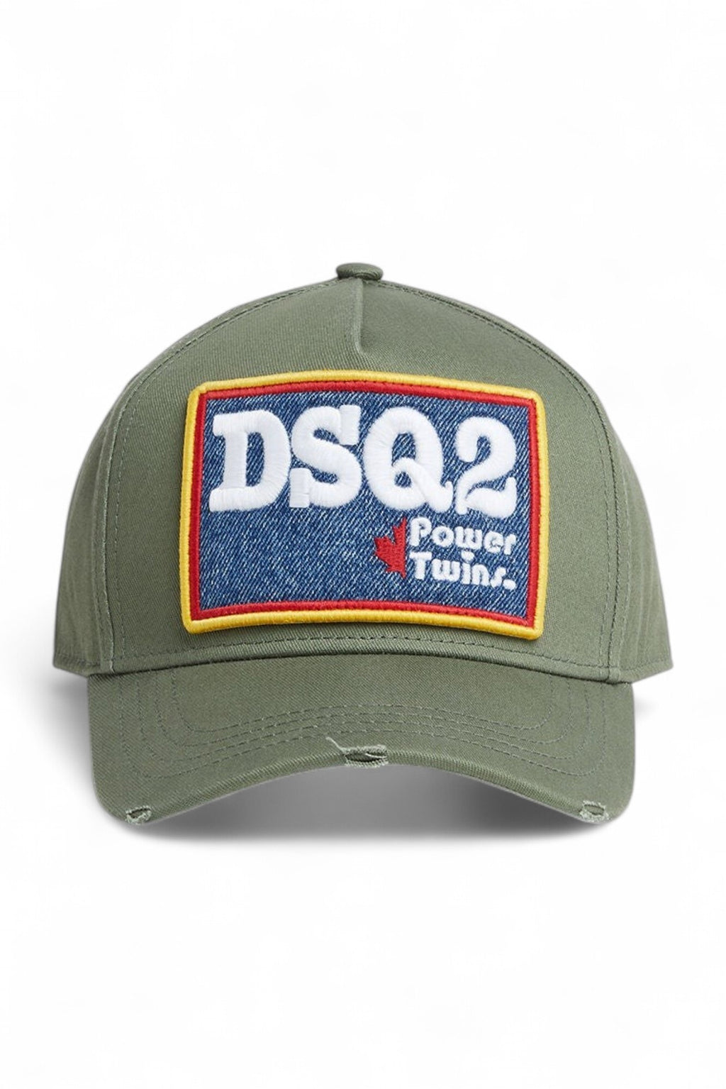Dsquared2 pet groen met DSQ2-patch en distressed klep unisex