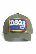 Dsquared2 pet groen met DSQ2-patch en distressed klep unisex