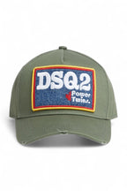 Dsquared2 pet groen met DSQ2-patch en distressed klep unisex