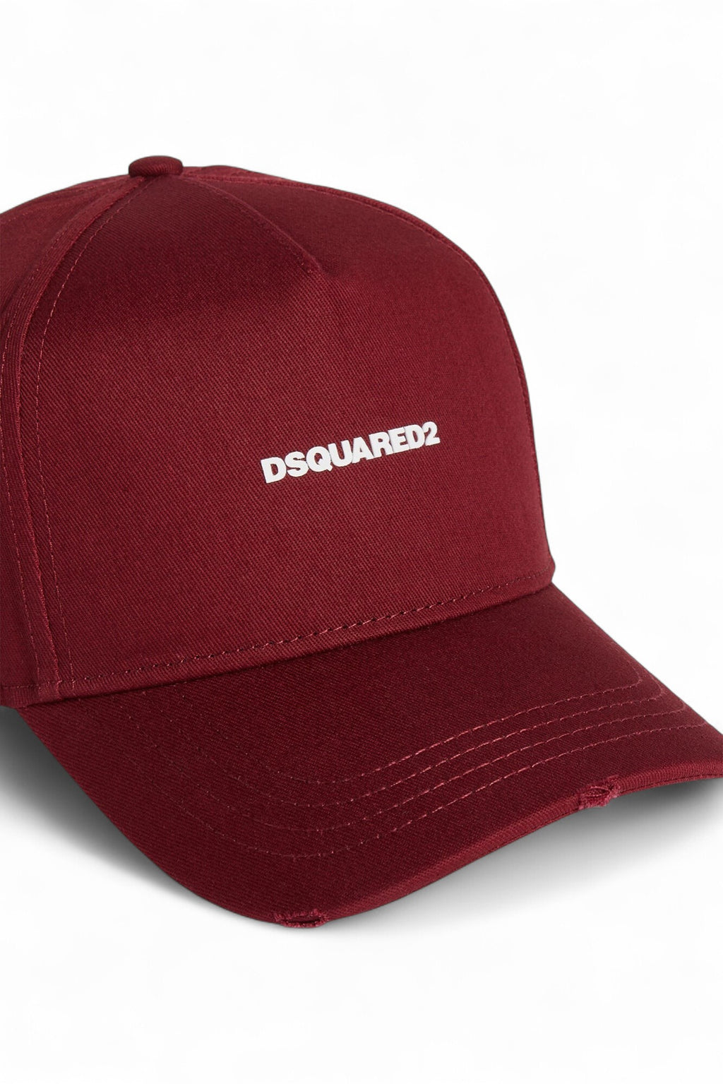 Dsquared2 pet rood met wit logo en distressed klep unisex