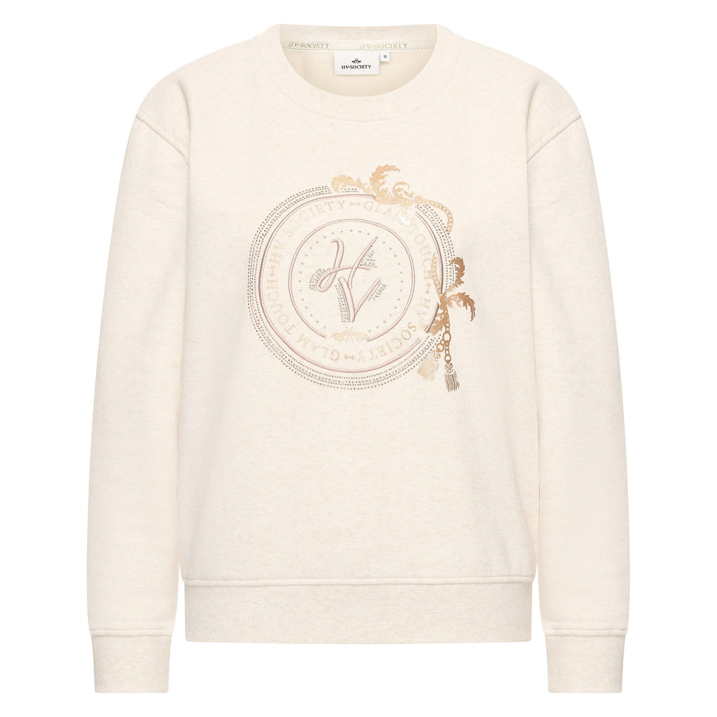 HV Society trui ecru met groot geborduurd logo voor dames