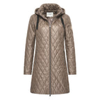 HV Society jas taupe met ruitstiksel en capuchon voor dames