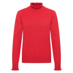 HV Society trui rood met ruchekraag en ruchemouwen voor dames