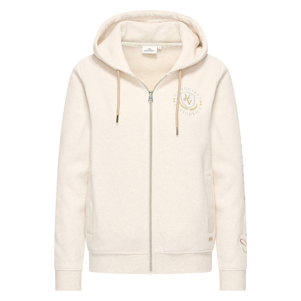 HV Society vest ecru met kap, rits en geborduurd logo voor dames