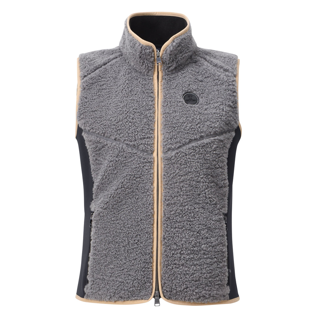 HV Society bodywarmer grijs met teddy en zwarte zijpanelen voor dames