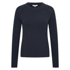 HV Society trui donkerblauw met ribstructuur en raglanmouwen voor dames