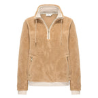 HV Society trui camel in teddystof met halve rits voor dames