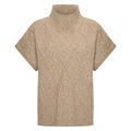 HV Society vest beige mouwloos gebreid met col en ruitstructuur voor dames