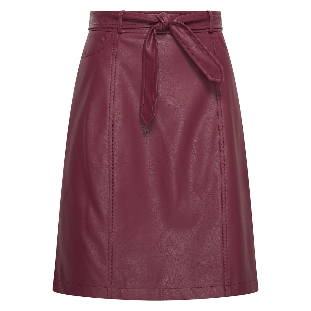 HV Society rok bordeaux in imitatieleer met strikceintuur voor dames