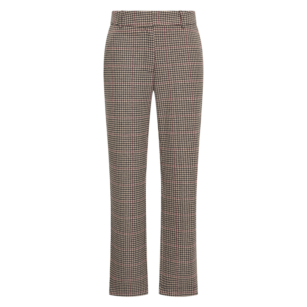 HV Society broek bruin met pied-de-poule motief en rechte pijpen voor dames