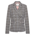 HV Society blazer grijs met pied-de-poule ruit en dubbele knoopsluiting voor dames