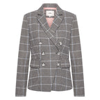 HV Society blazer grijs met pied-de-poule ruit en dubbele knoopsluiting voor dames